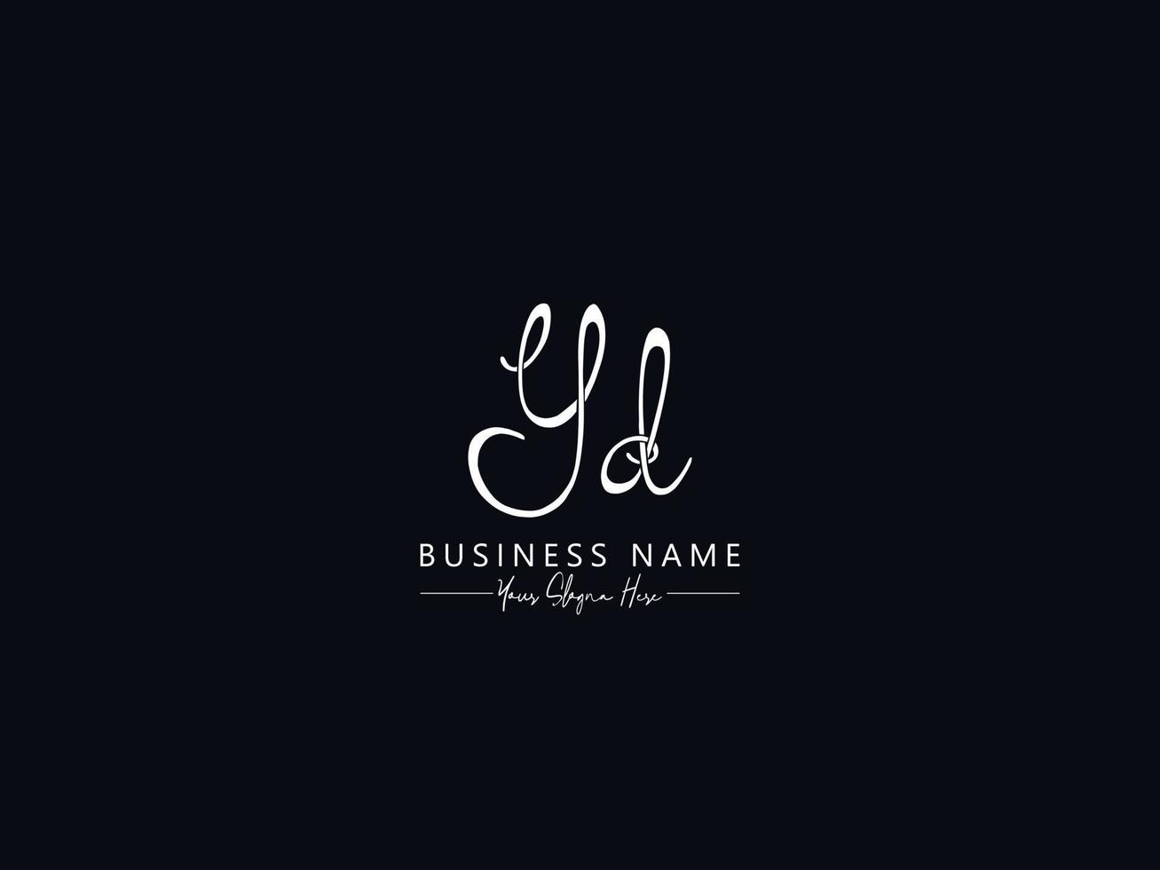 handschrift yd handtekening logo, eerste yd logo brief vector