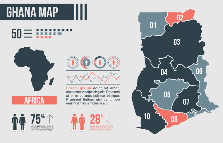 Ghana Kaart Infographic vector