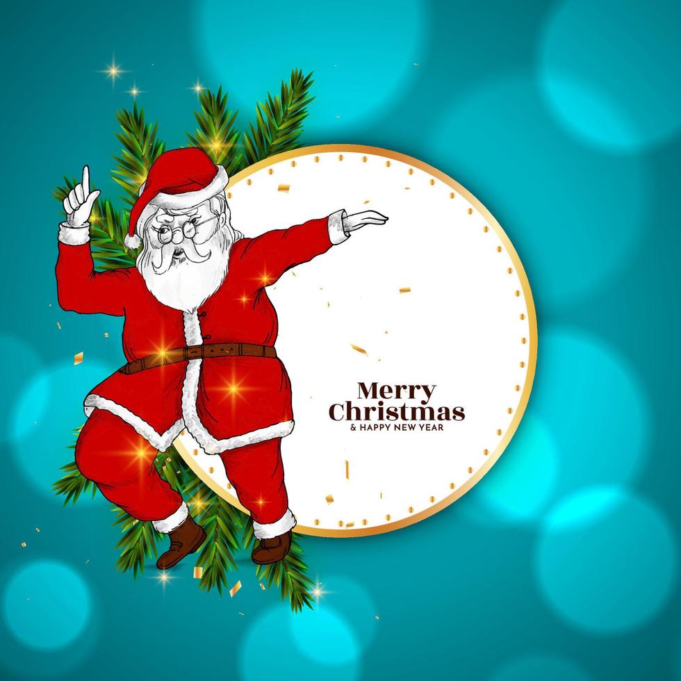 vrolijk Kerstmis festival blauw bokeh modern achtergrond met de kerstman claus vector