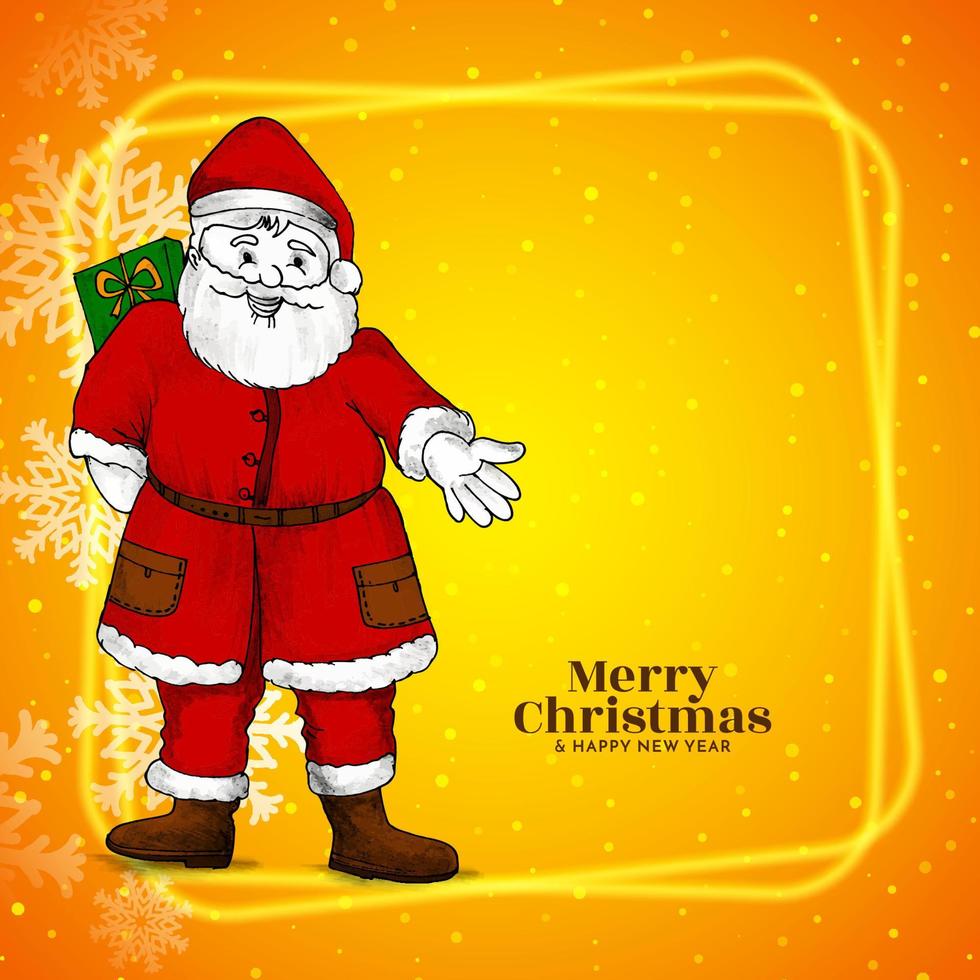 vrolijk Kerstmis festival gloeiend geel achtergrond met de kerstman claus vector