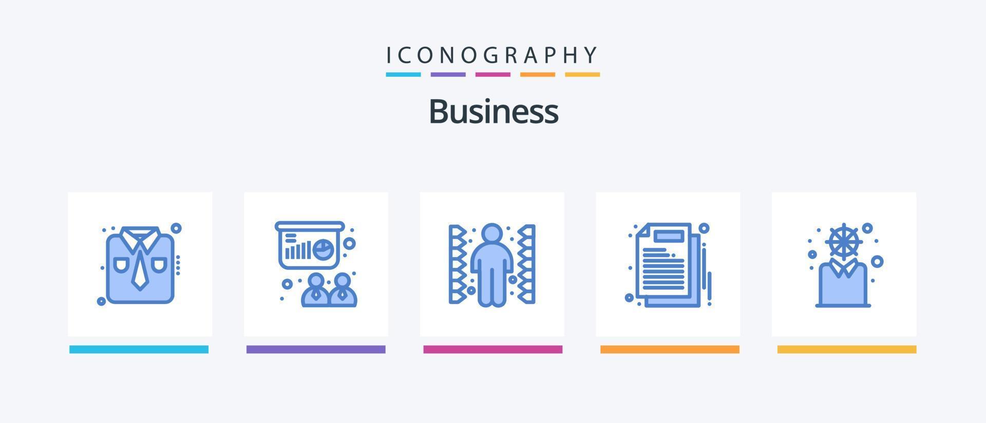 bedrijf blauw 5 icoon pak inclusief ontwikkeling. werk. uitdaging. papier. bedrijf. creatief pictogrammen ontwerp vector
