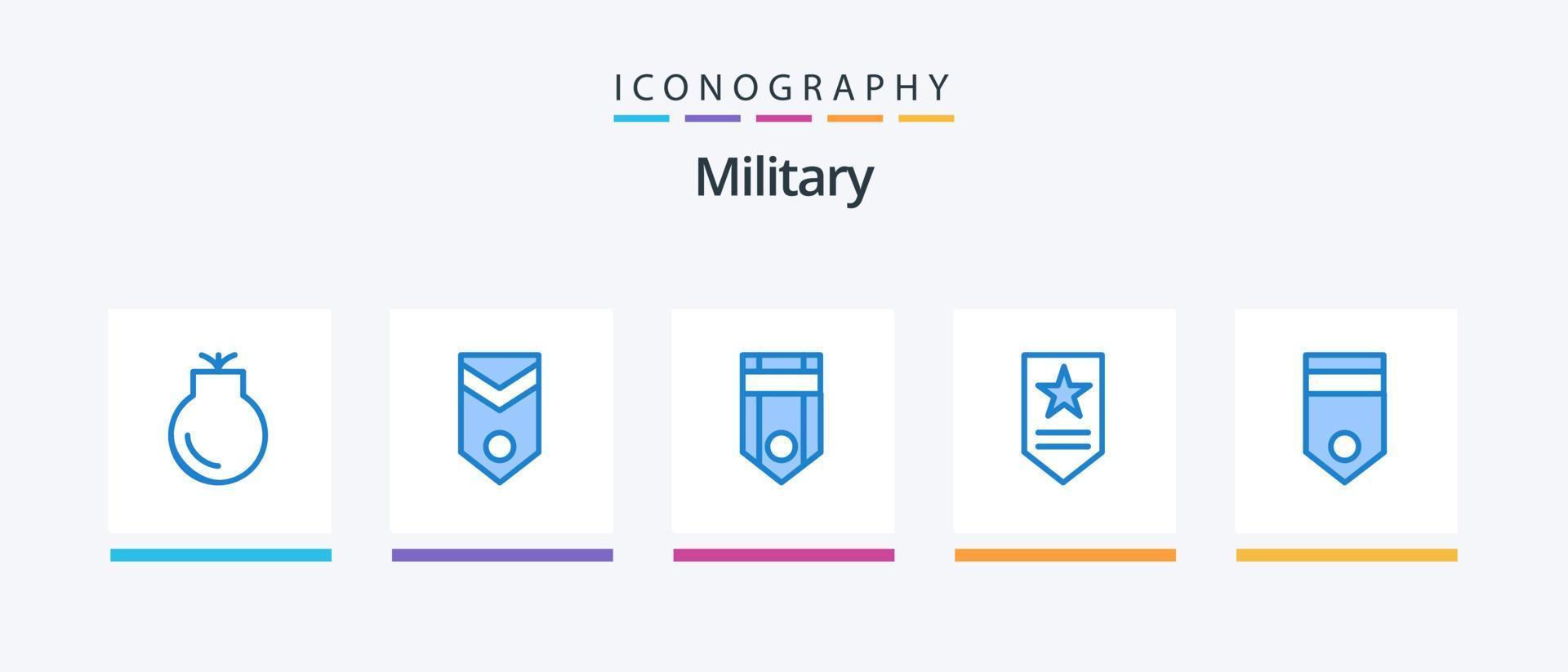 leger blauw 5 icoon pak inclusief leger. leger. strepen. insigne. rang. creatief pictogrammen ontwerp vector