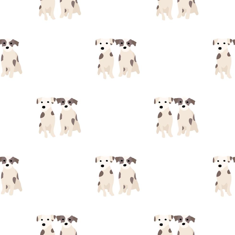 schattige honden jack russell terrier. fanatieke dieren. vector hand getekende naadloze patroon. perfect voor baby, kinderkleding, printontwerp, textiel. witte achtergrond.