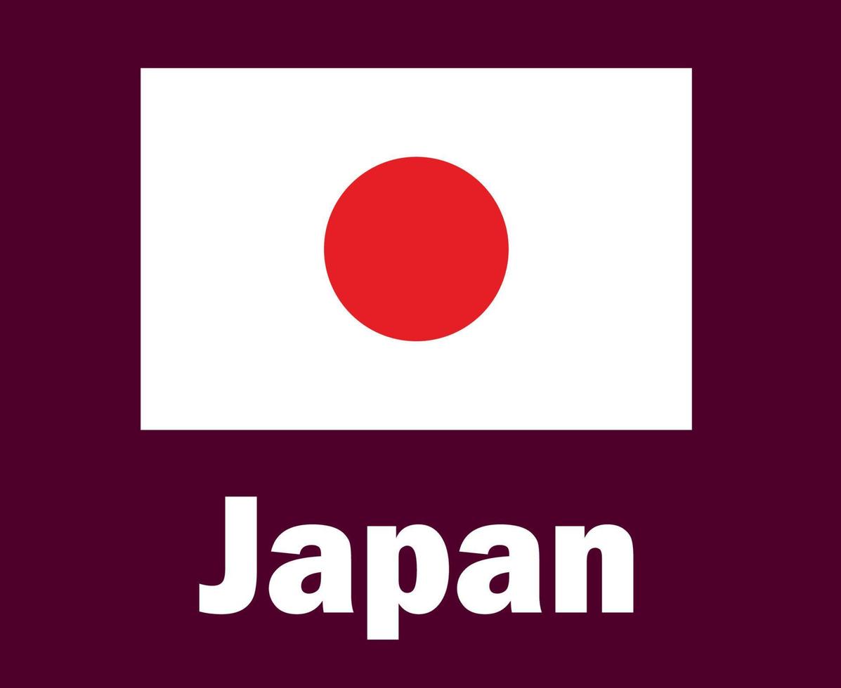 Japan vlag embleem met namen symbool ontwerp Azië Amerikaans voetbal laatste vector Aziatisch landen Amerikaans voetbal teams illustratie