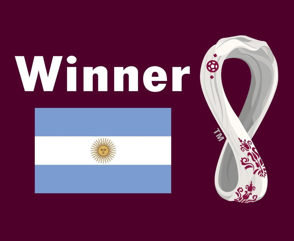 Argentinië vlag embleem winnaar met wereld kop 2022 logo laatste Amerikaans voetbal symbool ontwerp Latijns Amerika vector Latijns Amerikaans landen Amerikaans voetbal teams illustratie
