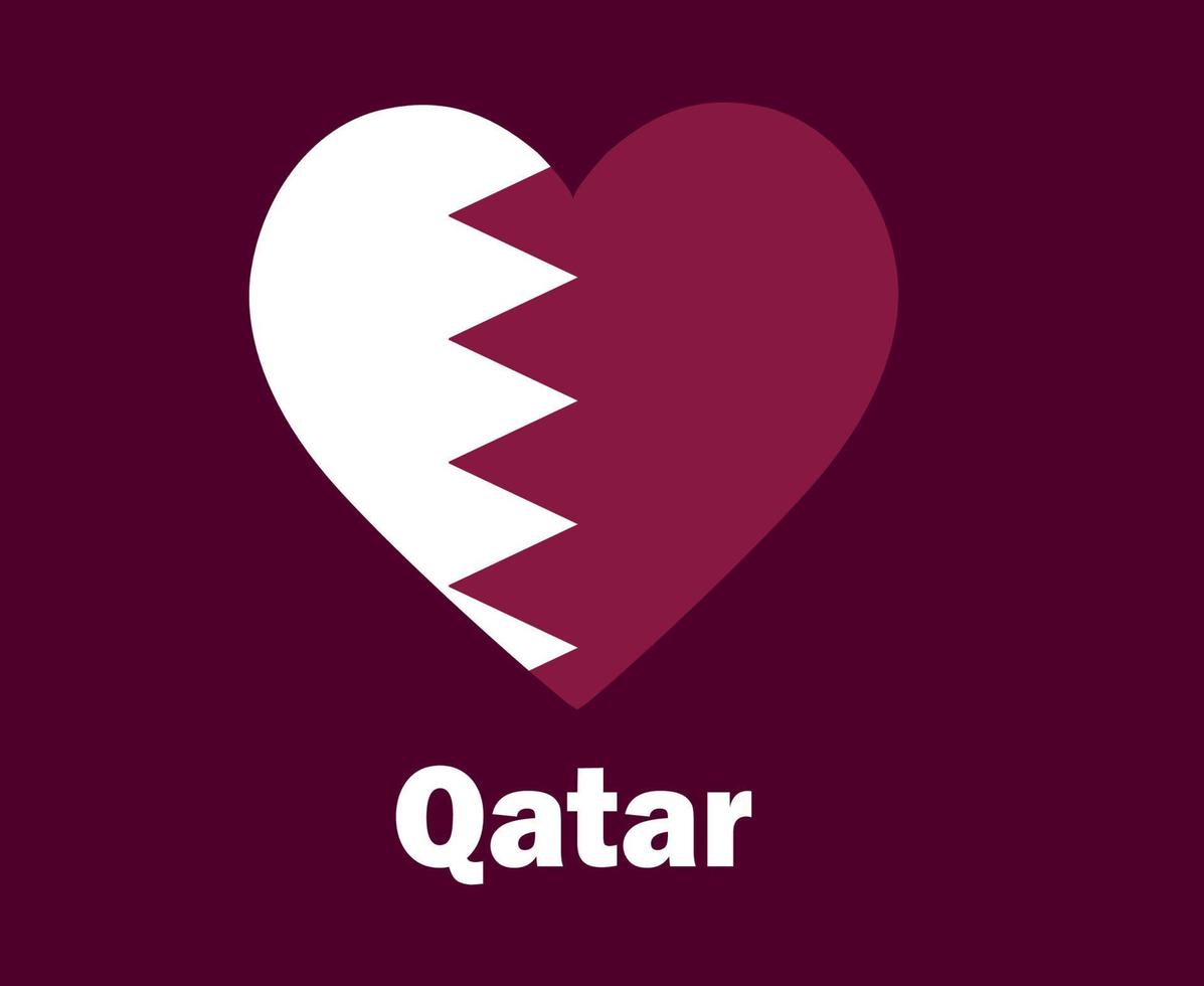 qatar vlag hart met namen symbool ontwerp Azië Amerikaans voetbal laatste vector Aziatisch landen Amerikaans voetbal teams illustratie