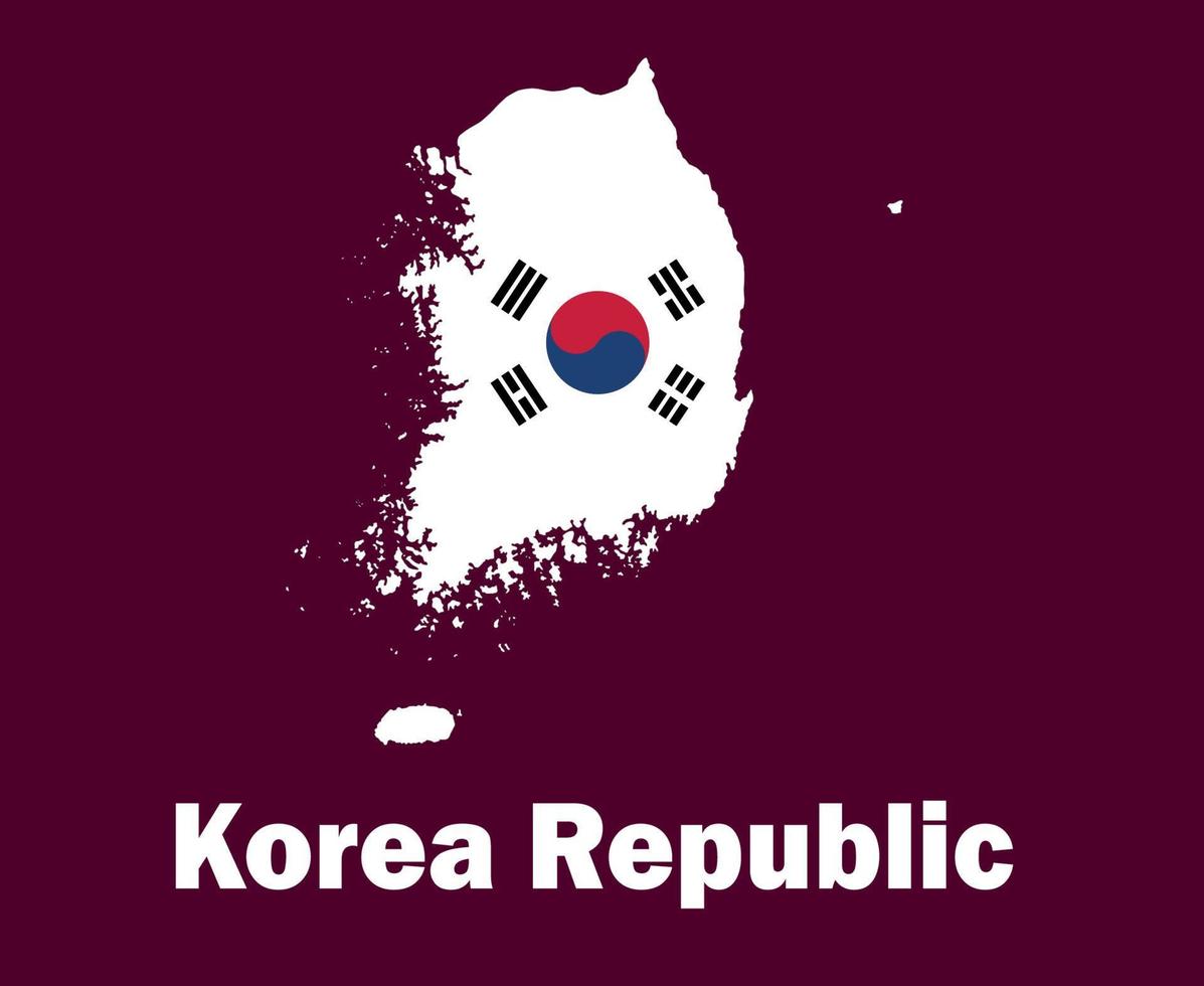 zuiden Korea kaart vlag met namen symbool ontwerp Azië Amerikaans voetbal laatste vector Aziatisch landen Amerikaans voetbal teams illustratie