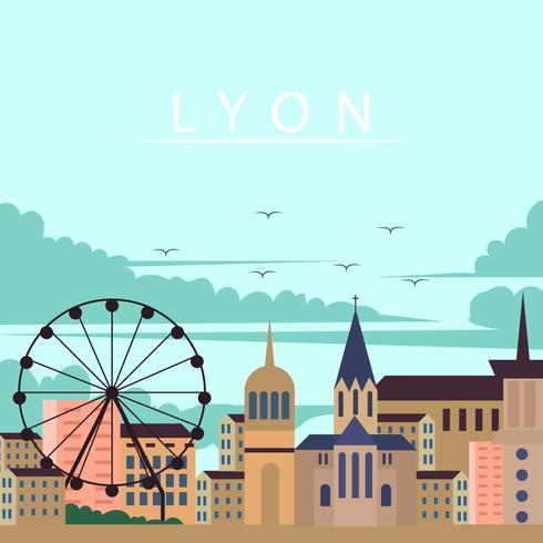 lyon stad in de avond illustratie vector