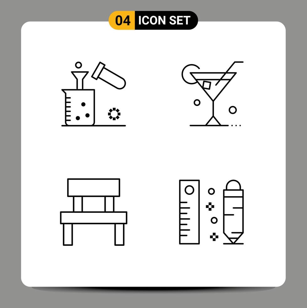 4 thematisch vector gevulde lijn vlak kleuren en bewerkbare symbolen van chemisch bank test buis drinken tuin bewerkbare vector ontwerp elementen