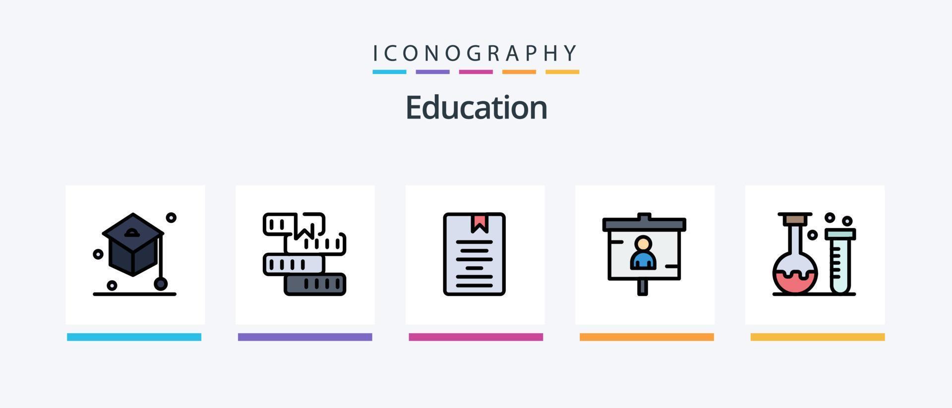 onderwijs lijn gevulde 5 icoon pak inclusief onderwijs. boek. laboratorium. studie. kennis. creatief pictogrammen ontwerp vector