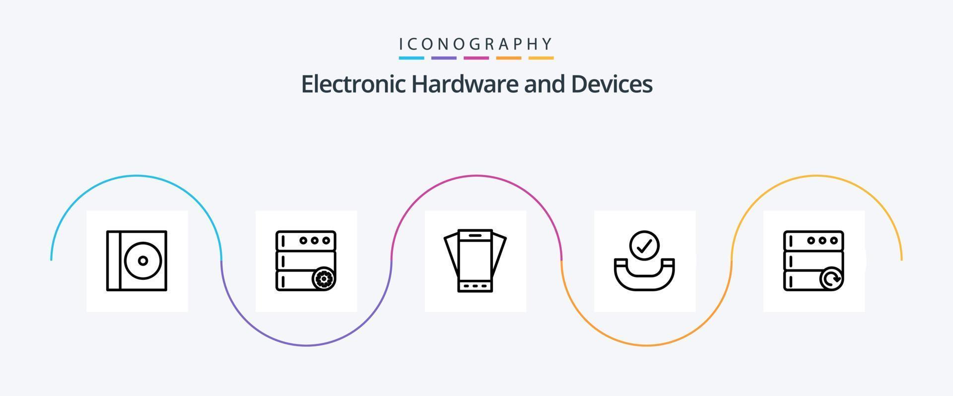 apparaten lijn 5 icoon pak inclusief . herladen. telefoon. databank. gecontroleerd vector