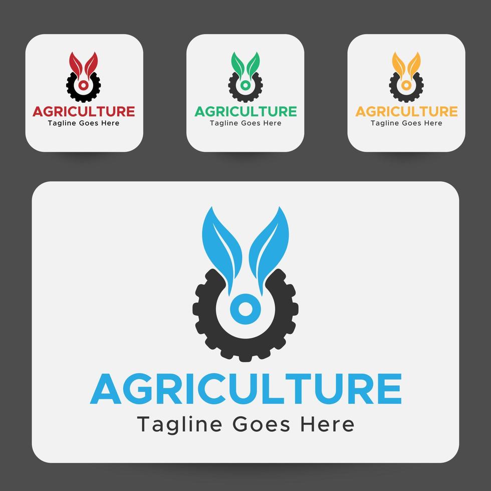 landbouw logo. blauw, zwart, groen en geel kleur. minimalistisch abstract logo. vector