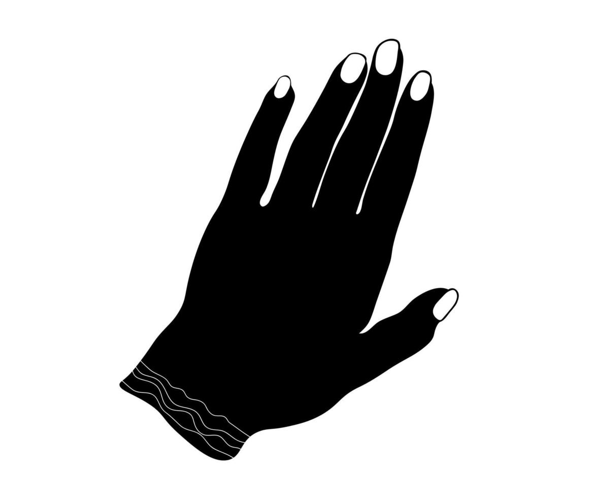 zwart en wit logo van een vrouw hand- vector