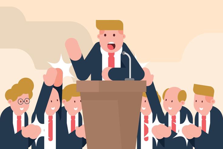 Politicus Met Publiek Handen Clapping Illustratie vector