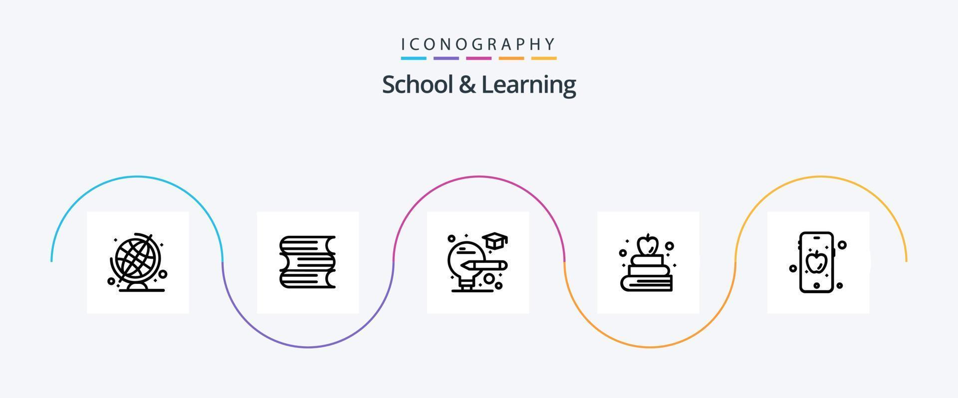 school- en aan het leren lijn 5 icoon pak inclusief . afstuderen. onderwijs. mobiel vector