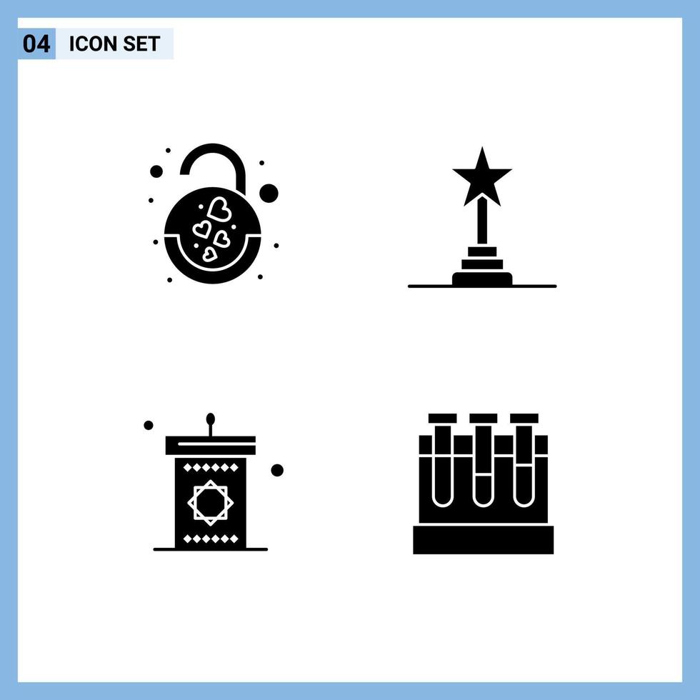 pictogram reeks van 4 gemakkelijk solide glyphs van hart spreker hart levenslang prestaties moskee bewerkbare vector ontwerp elementen