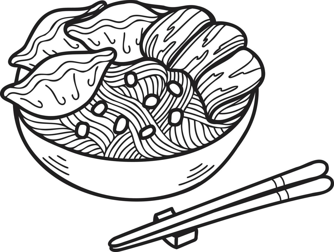 hand- getrokken noedels of ramen Chinese en Japans voedsel illustratie vector