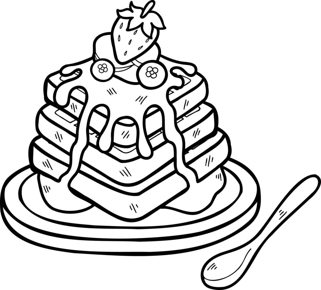 hand- getrokken honing wafels met aardbeien illustratie vector