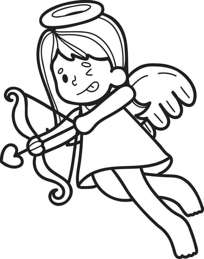 hand- getrokken Cupido is het schieten een pijl illustratie vector