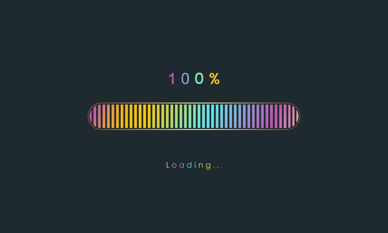 100 procent regenboog downloaden bar, bezig met laden bar, banier voor gebruiker koppel, kleurrijk futuristische bezig met laden bar ontwerp. vector