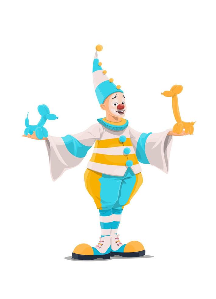 circus clown in kostuum met ballon dieren vector