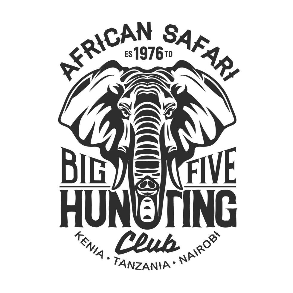 olifant t-shirt afdrukken van Afrikaanse safari jacht- vector