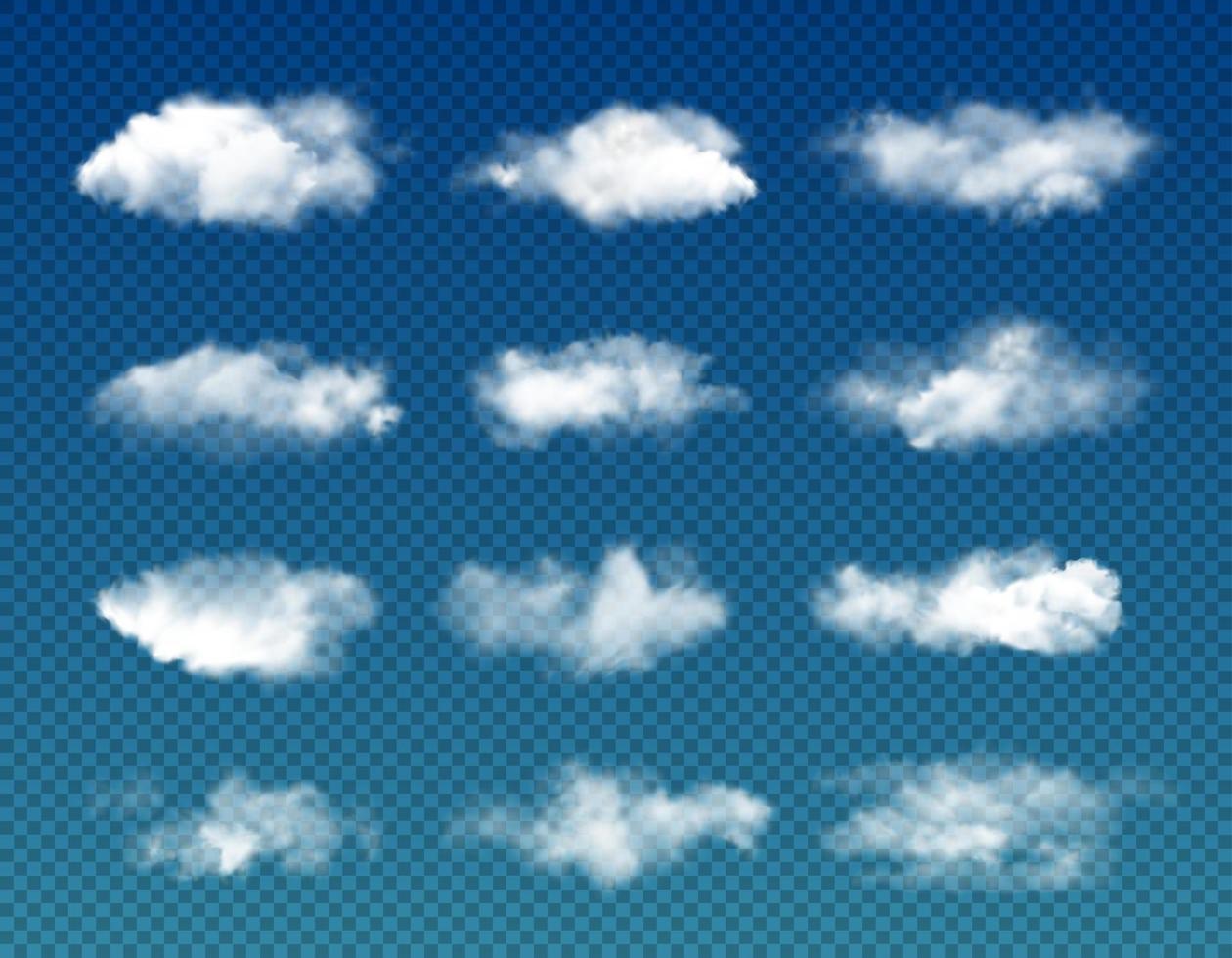 realistisch lucht wolken, transparant achtergrond vector