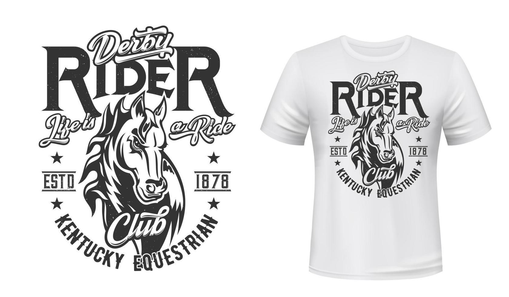 paard hengst t-shirt afdrukken, ruiter sport vector