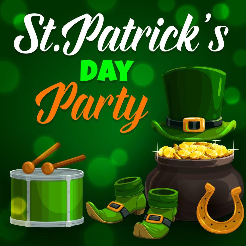 Iers st. patricks vakantie symbolen en belettering vector