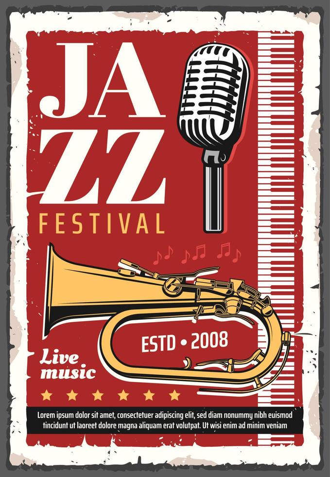 jazz- muziek- festival retro poster vector