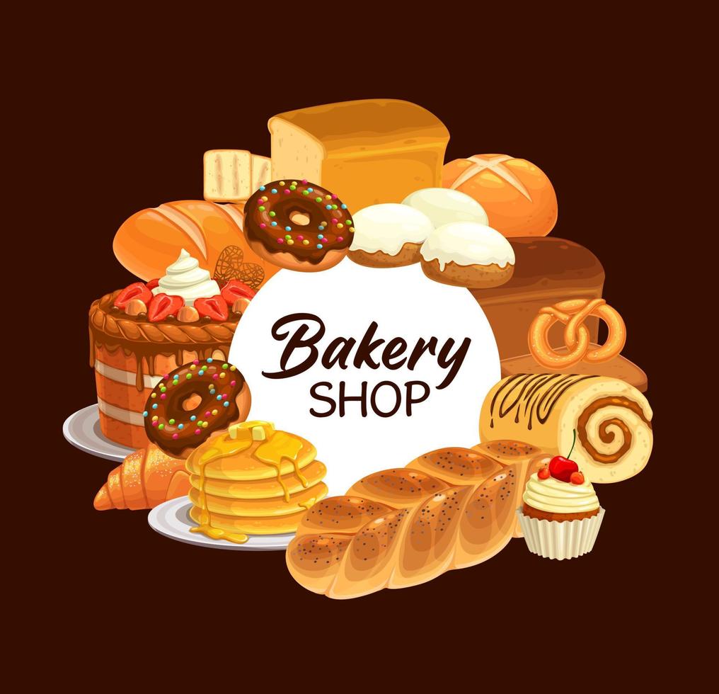 bakkerij desserts en brood vector poster