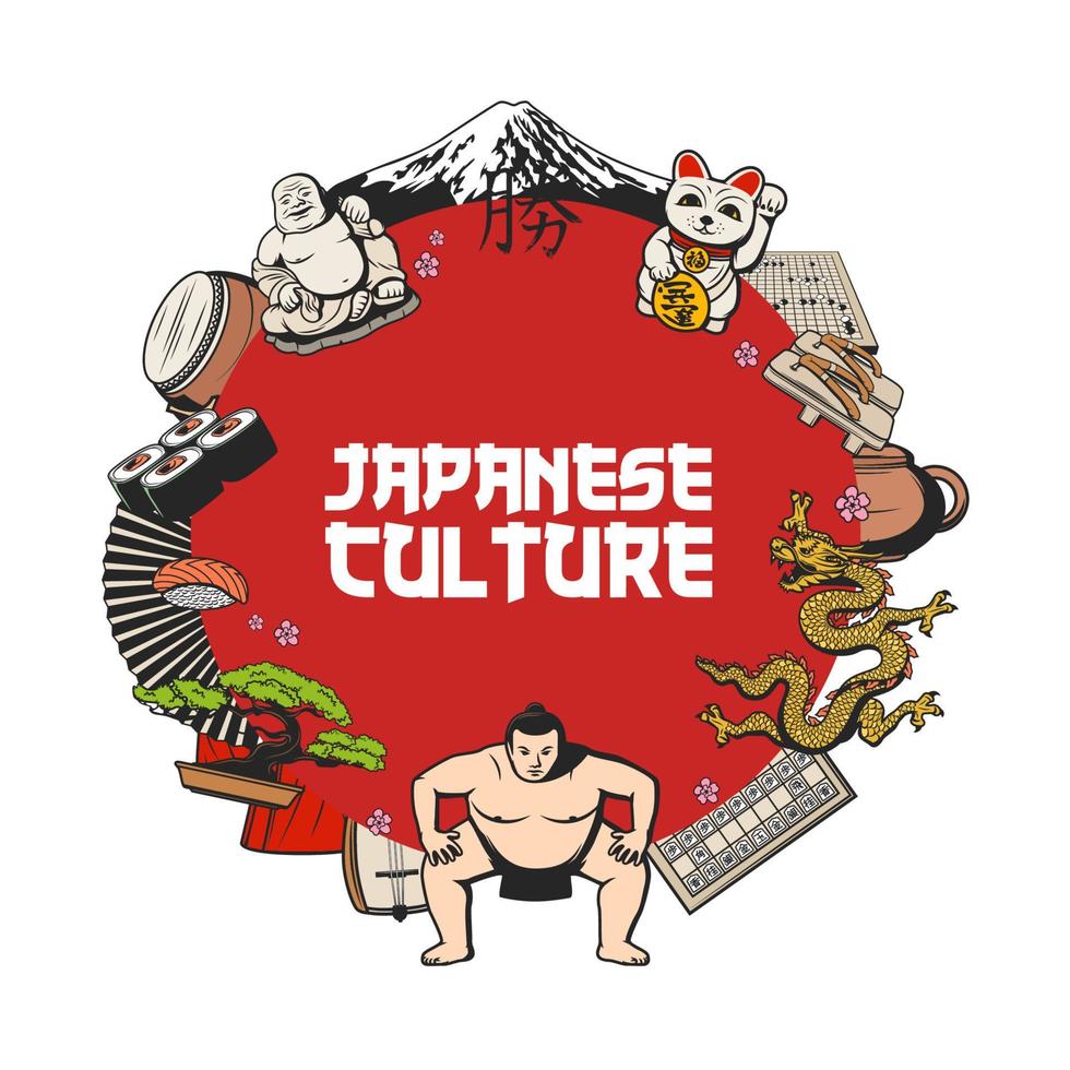 Japans reizen icoon van Japan cultuur tradities vector