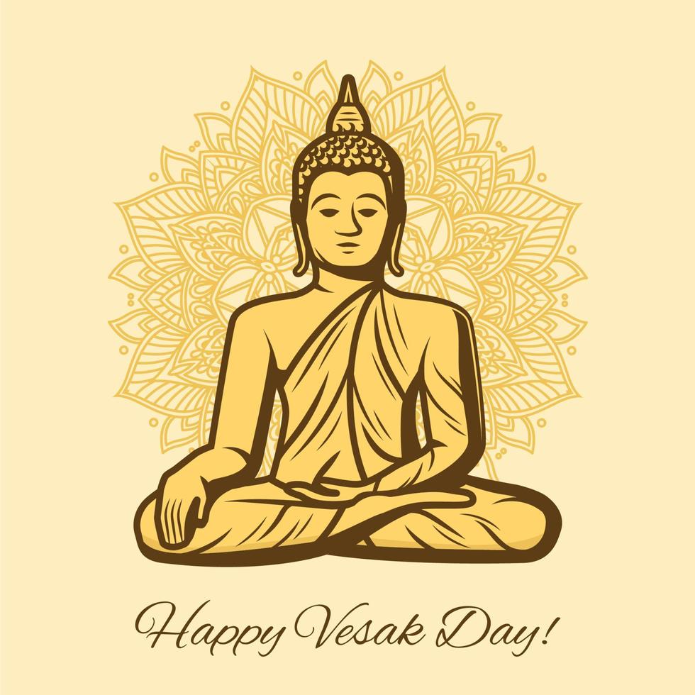 gelukkig vesak dag vakantie. Boeddha in meditatie vector