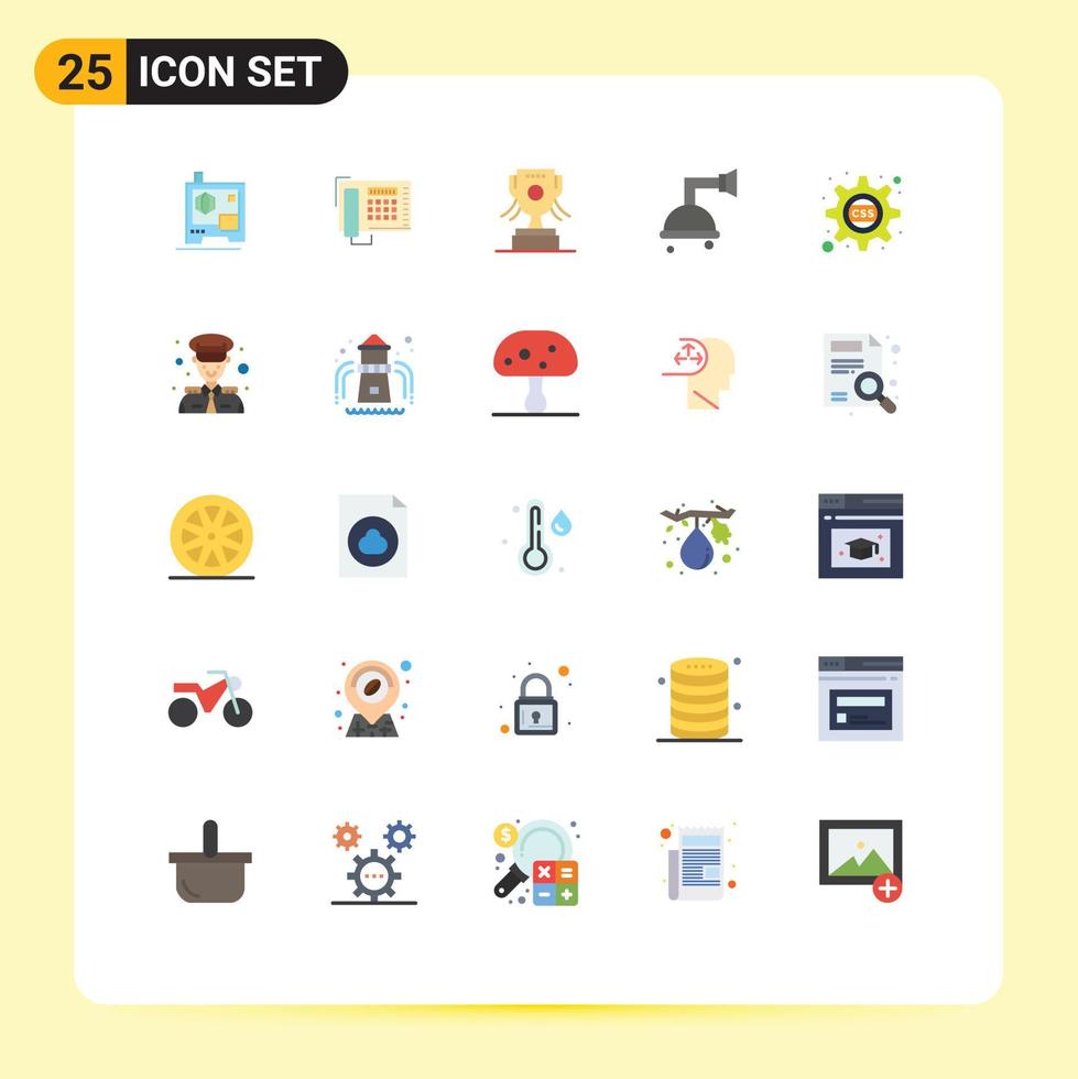 mobiel koppel vlak kleur reeks van 25 pictogrammen van gezagvoerder css kop tand douche bewerkbare vector ontwerp elementen