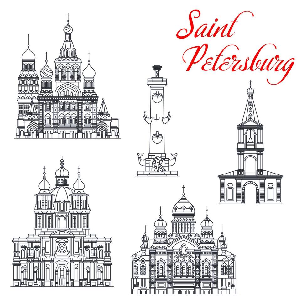 reizen oriëntatiepunten van heilige petersburg architectuur vector
