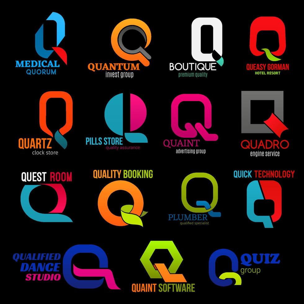 zakelijke identiteit q pictogrammen neiging stijl ontwerp vector