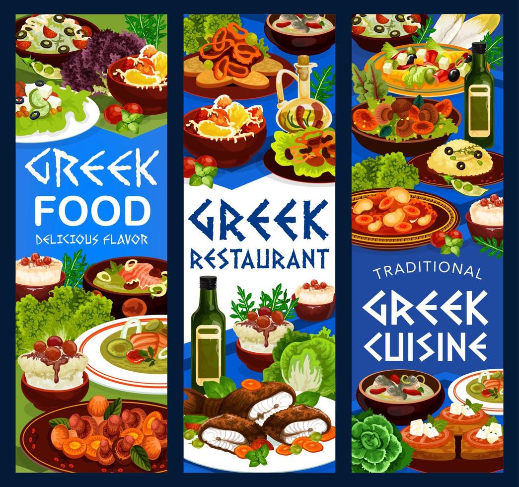 Grieks keuken restaurant voedsel banners vector