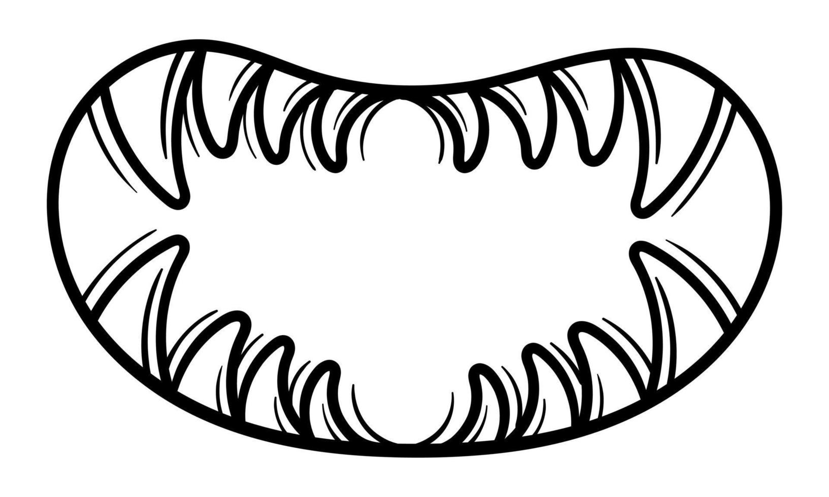 hand- getrokken monster mond en tanden vector