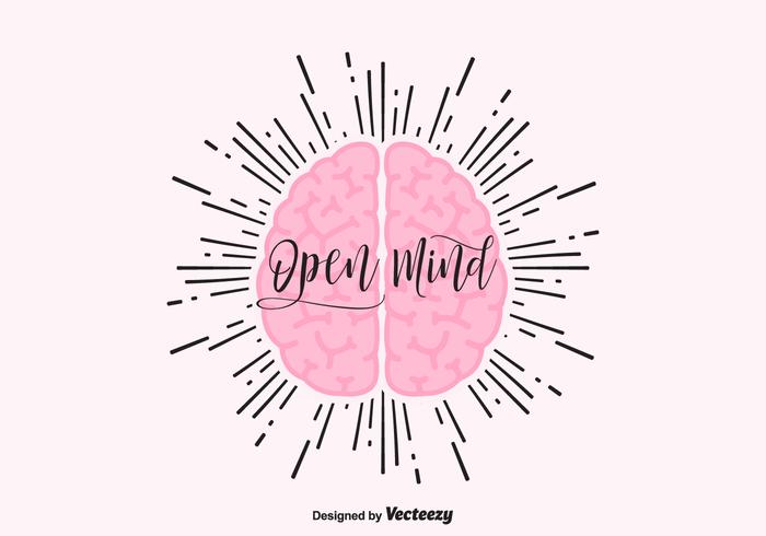 Open mind vector concept met menselijke hersenen