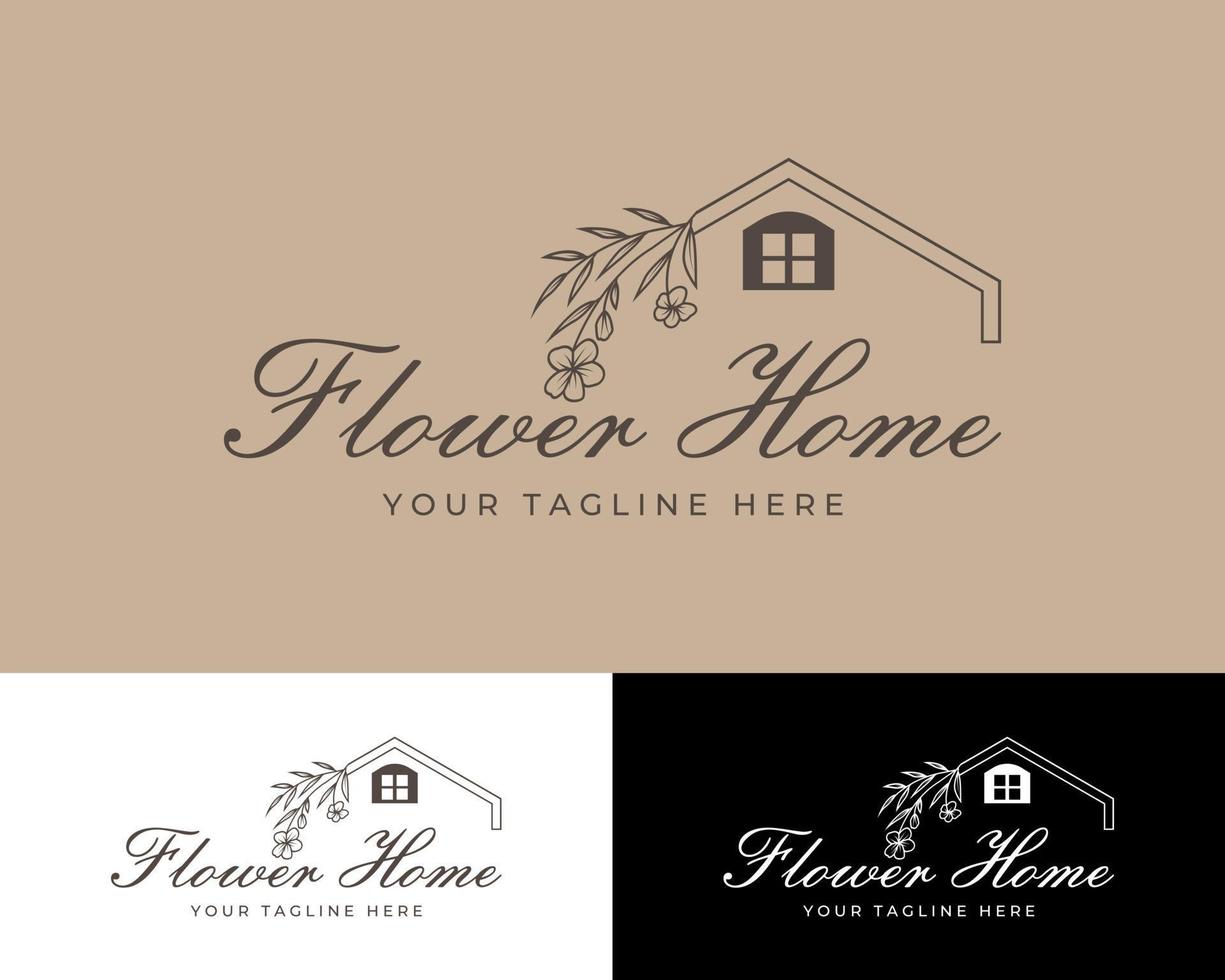 bloem huis logo ontwerp vector