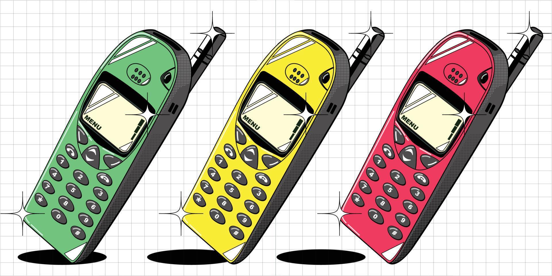 90s mobiel telefoon vector