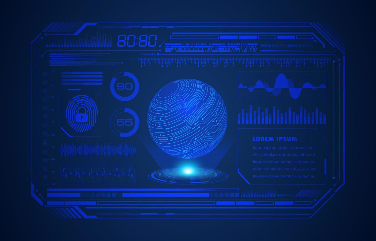 modern holografische wereldbol Aan technologie achtergrond vector