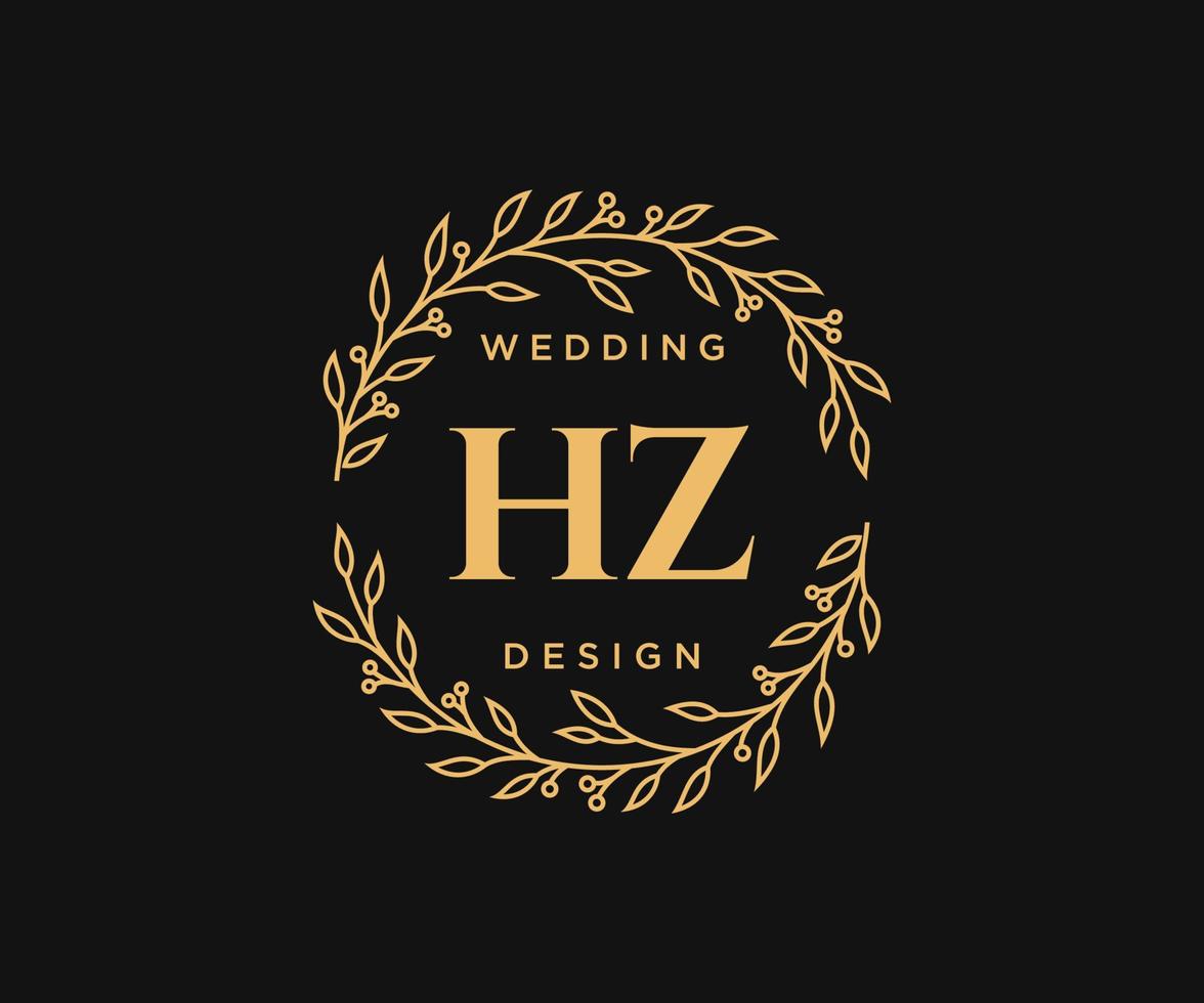 hz initialen brief bruiloft monogram logos verzameling, hand- getrokken modern minimalistisch en bloemen Sjablonen voor uitnodiging kaarten, opslaan de datum, elegant identiteit voor restaurant, boetiek, cafe in vector