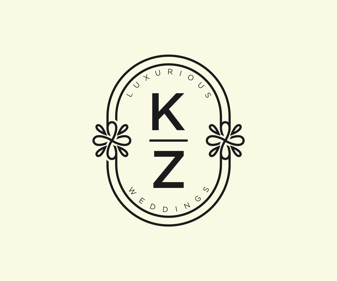 kzo initialen brief bruiloft monogram logos sjabloon, hand- getrokken modern minimalistisch en bloemen Sjablonen voor uitnodiging kaarten, opslaan de datum, elegant identiteit. vector