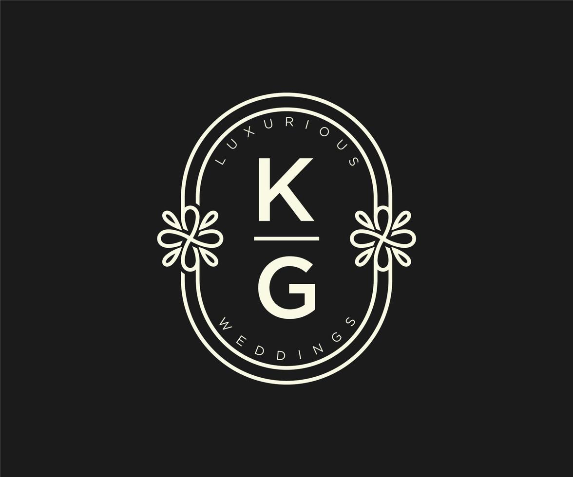 kg initialen brief bruiloft monogram logos sjabloon, hand- getrokken modern minimalistisch en bloemen Sjablonen voor uitnodiging kaarten, opslaan de datum, elegant identiteit. vector