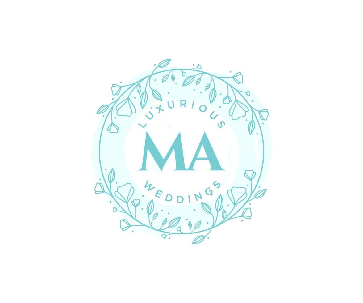 ma initialen brief bruiloft monogram logos sjabloon, hand- getrokken modern minimalistisch en bloemen Sjablonen voor uitnodiging kaarten, opslaan de datum, elegant identiteit. vector