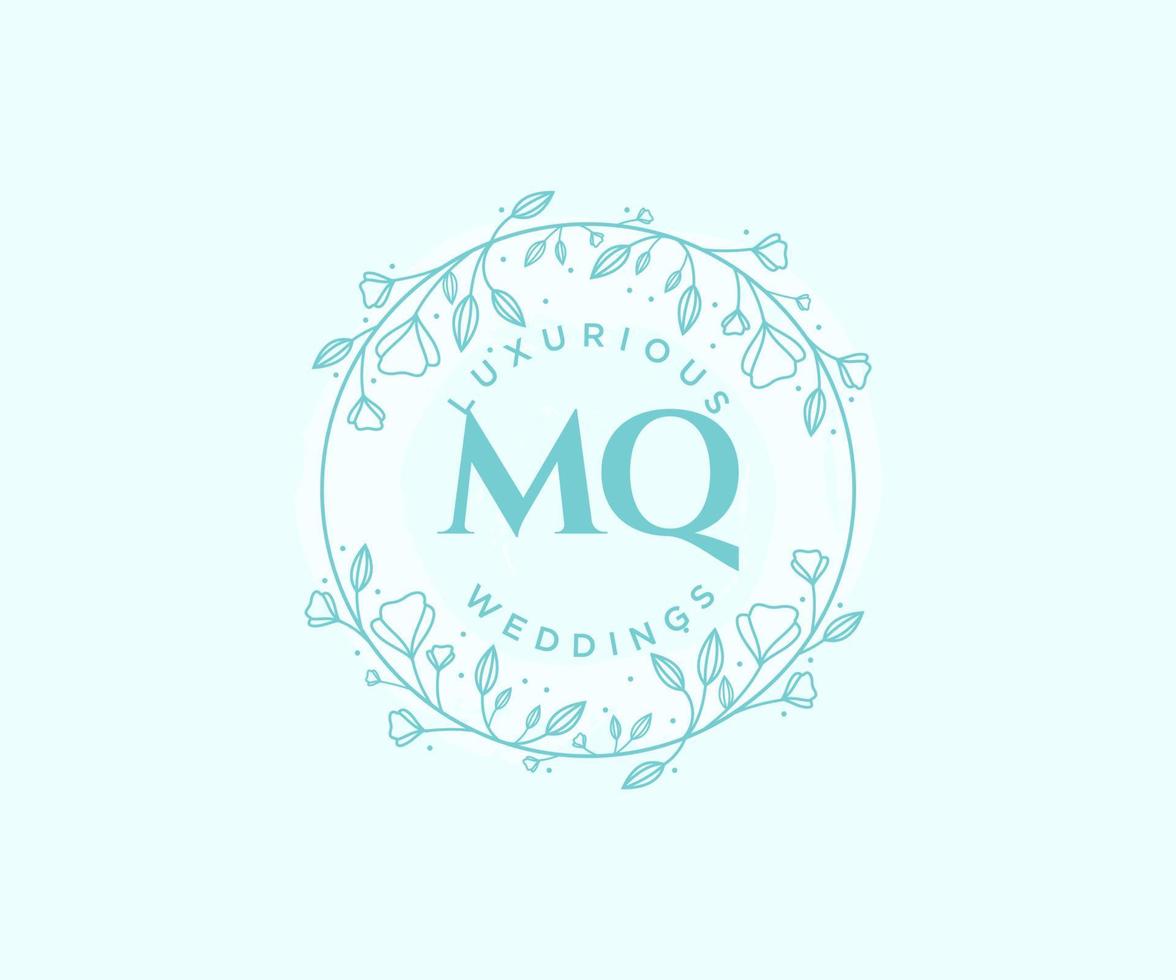 mq initialen brief bruiloft monogram logos sjabloon, hand- getrokken modern minimalistisch en bloemen Sjablonen voor uitnodiging kaarten, opslaan de datum, elegant identiteit. vector