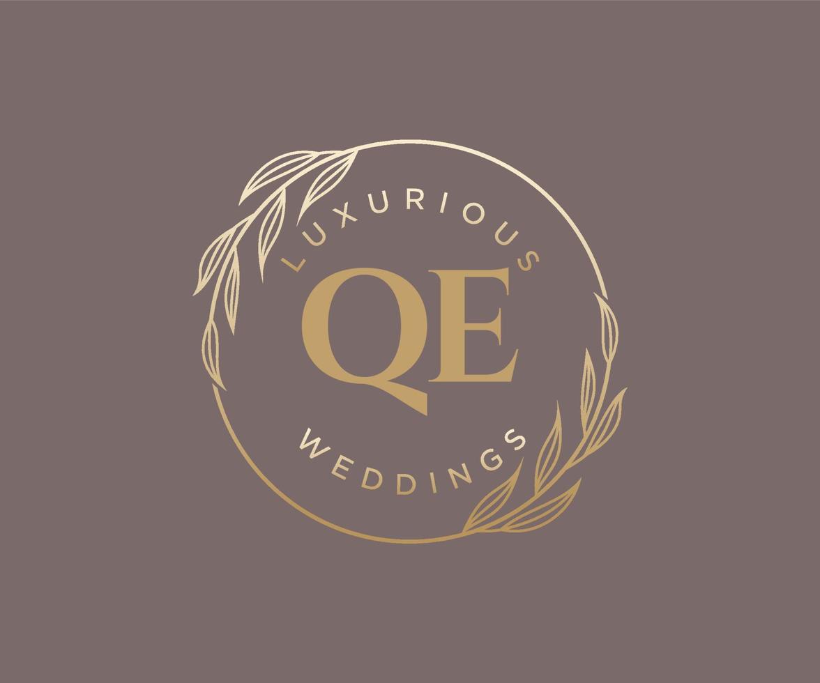 qe initialen brief bruiloft monogram logos sjabloon, hand- getrokken modern minimalistisch en bloemen Sjablonen voor uitnodiging kaarten, opslaan de datum, elegant identiteit. vector