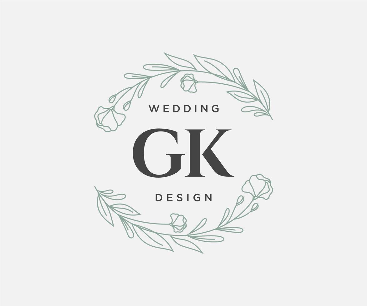 gk initialen brief bruiloft monogram logos verzameling, hand- getrokken modern minimalistisch en bloemen Sjablonen voor uitnodiging kaarten, opslaan de datum, elegant identiteit voor restaurant, boetiek, cafe in vector