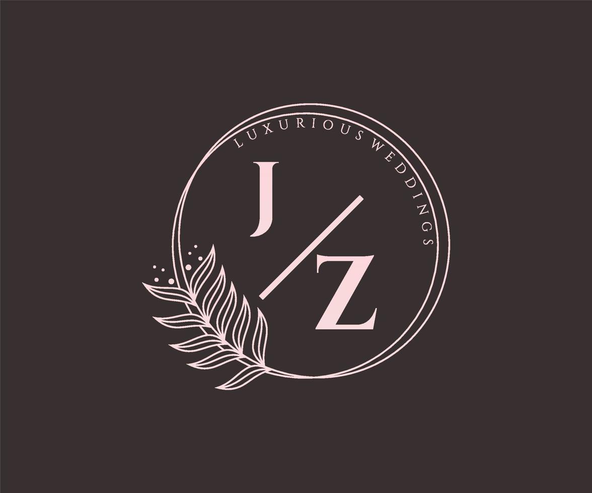 jz initialen brief bruiloft monogram logos sjabloon, hand- getrokken modern minimalistisch en bloemen Sjablonen voor uitnodiging kaarten, opslaan de datum, elegant identiteit. vector